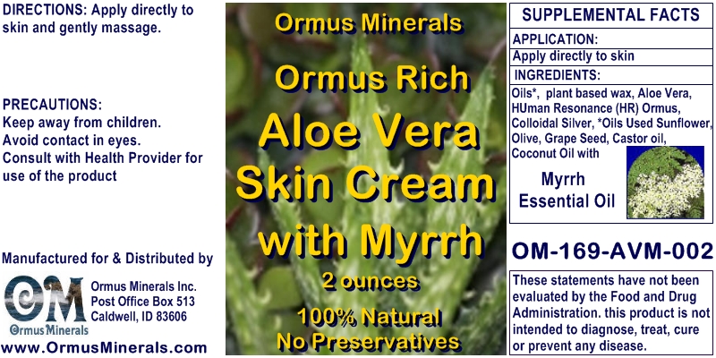 Ormus Minerals Ormus Rich Aloe Vera Skin Cream with Myrrh