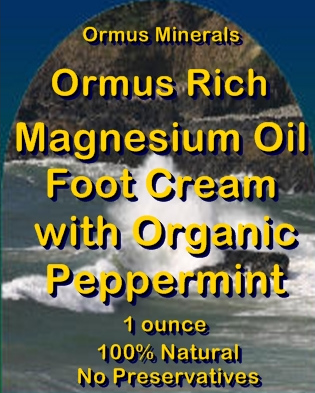Ormus Minerals -Ormus Rich Magnesium Oil Foot Cream with Organic Peppermint